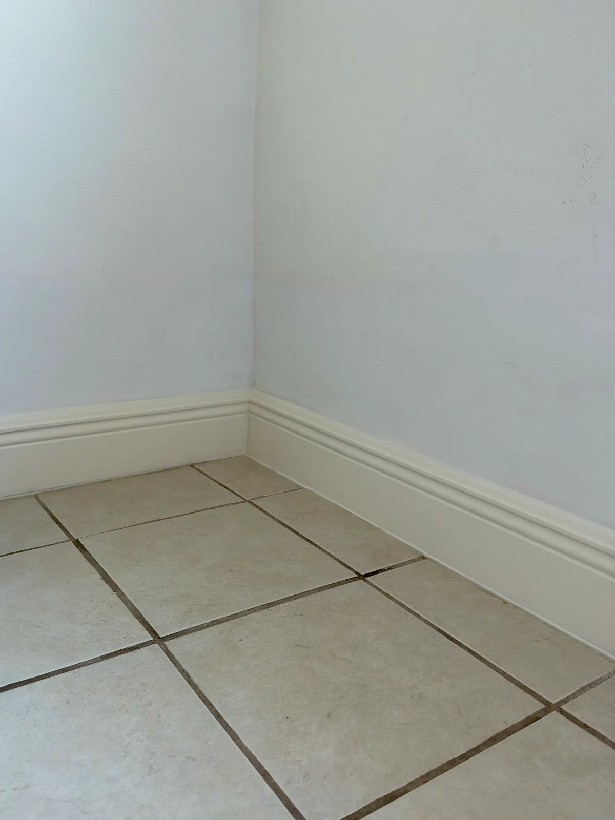 New painted profile baseboard with a clean inside corner